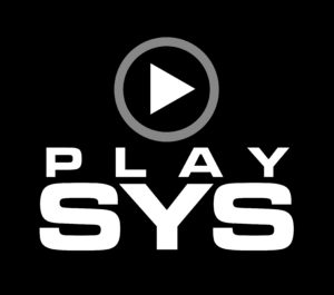 PlaySys official squared logo with white letters on black background